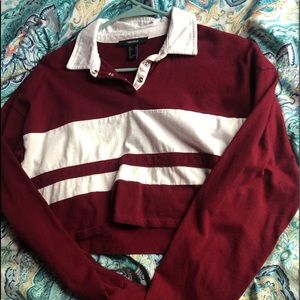 Forever 21 Long Sleeve Collared Crop Top